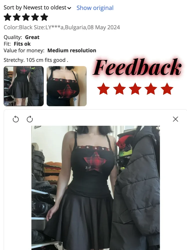 AltGoth Streetwear Y2k Camis Women Aesthetic Mall Goth Red Plaid Pentagram Patchwork Crop Tank Tops Harajuku Cyber Punk Clothes