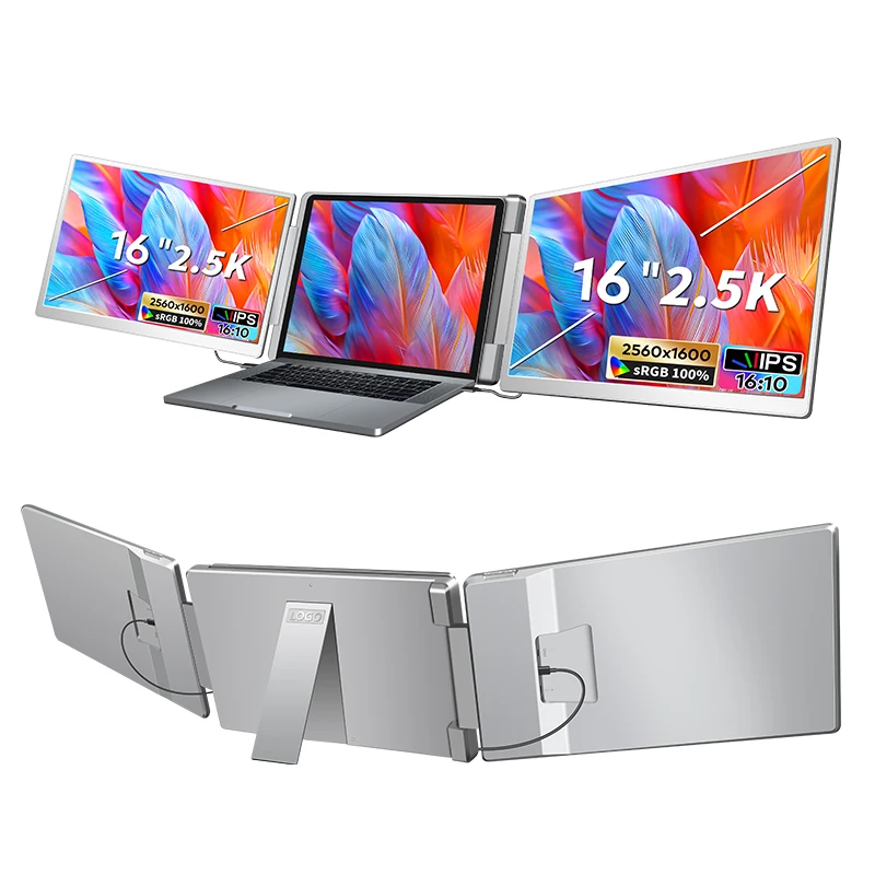 QHD 2025 New Triple Laptop Extender for USB Type-C Input 16 Inch IPS Por Plug and Play