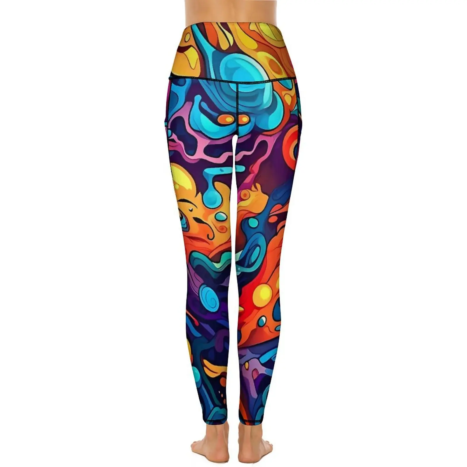 Leggings mit abstraktem Graffiti-Doodle-Print, für Fitnessstudio, Yoga, Push-Up, elegante Leggins, dehnbares Design, Sport-Leggings, Geburtstagsgeschenk