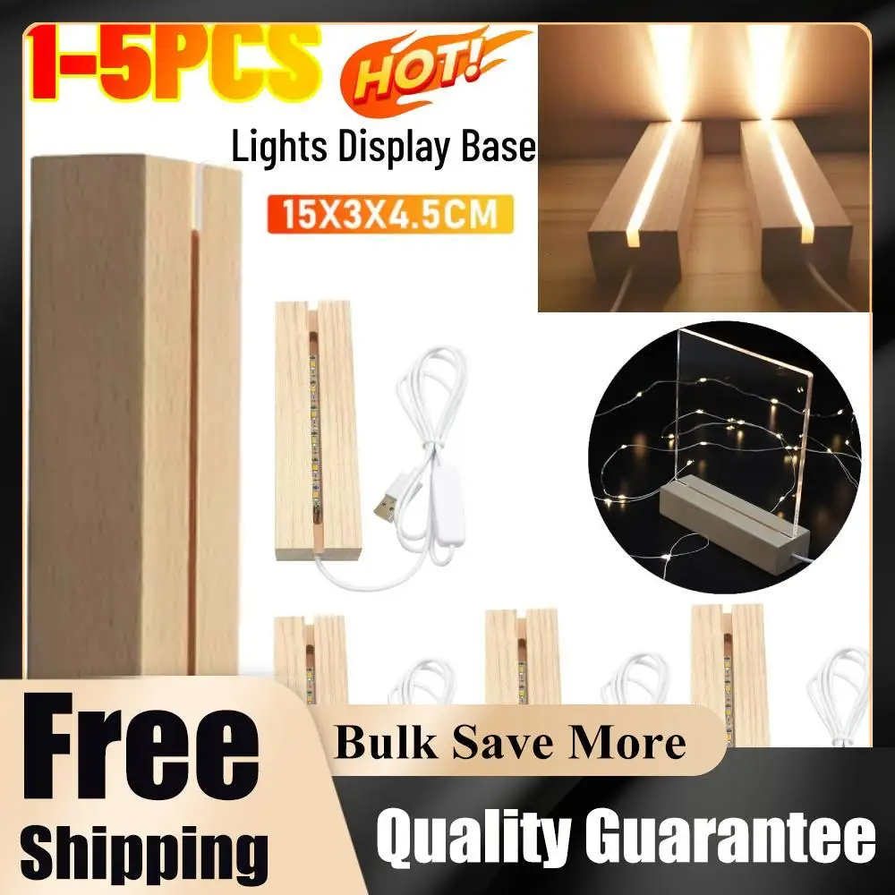 

1-5PCS LED Wood Light Display Crystal Wooden Lighted Stand Acrylic Light Plate Base USB Wooden Base For Resin Art Lights 2026