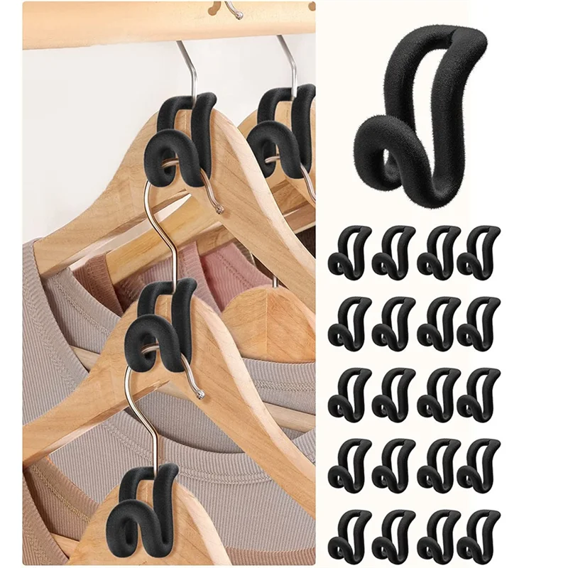 Clothes Hanger Connector Hooks,Flocking Hanger Hooks Space Saver Duty Clothes Hangers Hooks for Closet Organizer, 40PCS