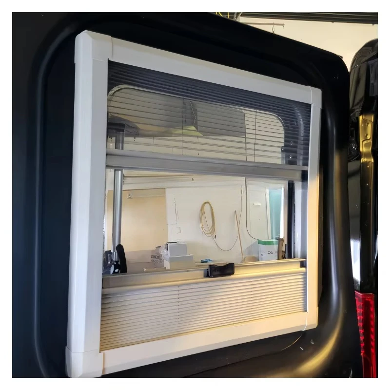 Ventana para caravana/autocaravana con marco de aluminio, 350*500mm, con persiana plisada y mosquitera para pared curva R5000, suministro de fábrica