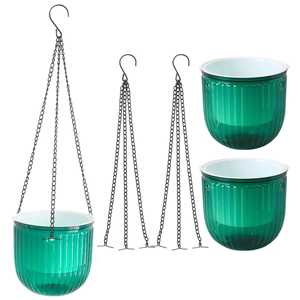 

3pcs Resin Flower Pot Self Watering Plant Pots Hanging Basket Tall Vase Garden Balcony Yard Decor Display