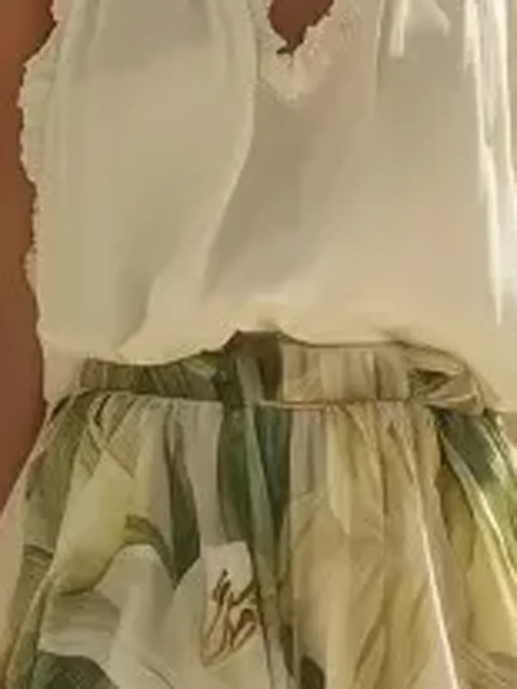 

2026 Summer legant French Lily Floral Wide Leg Pants Set Elegan Sleeveless Ruffled Top And Wide Leg Pants Party Suit Vestidos