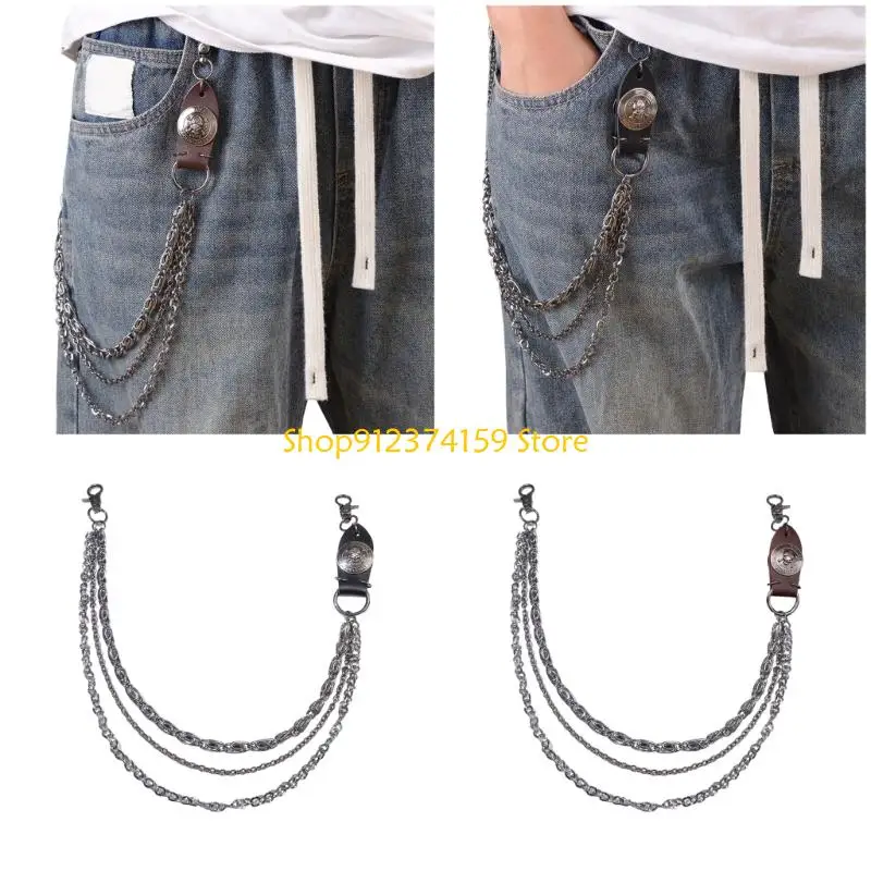 

G5AE Easy Clasp Punk Metal Belt Decoration Pants Chain Layering For Party Jeans Outfits And DIY Accessorizing