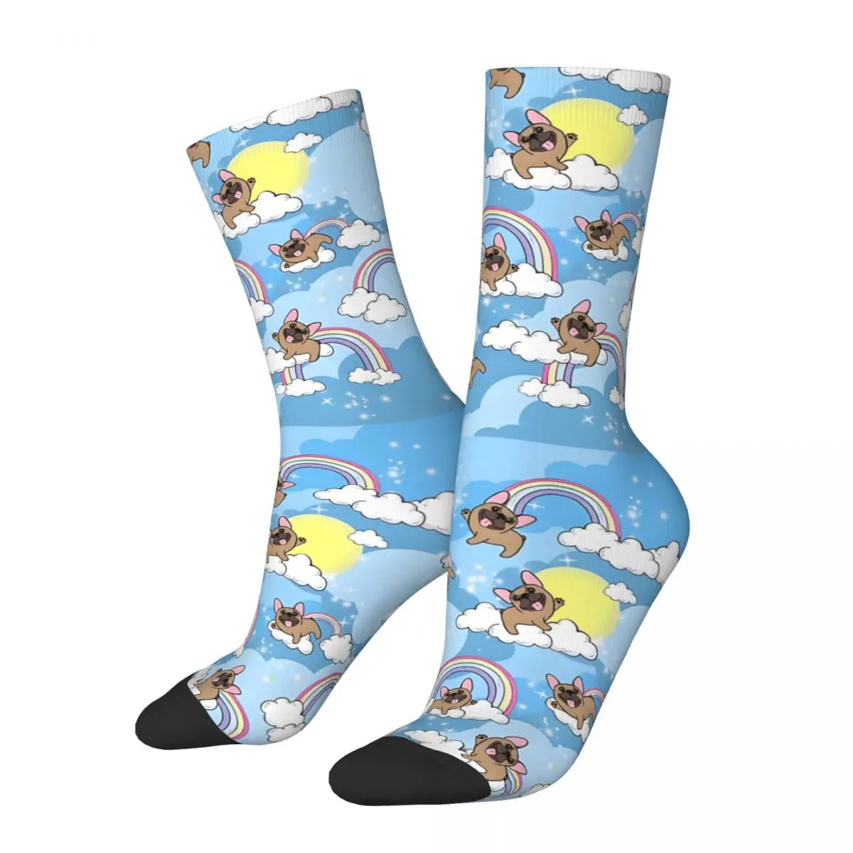 Vintage French Bulldog Men's Socks Unisex Novelty Pattern Printed Happy Crew Sock Gift