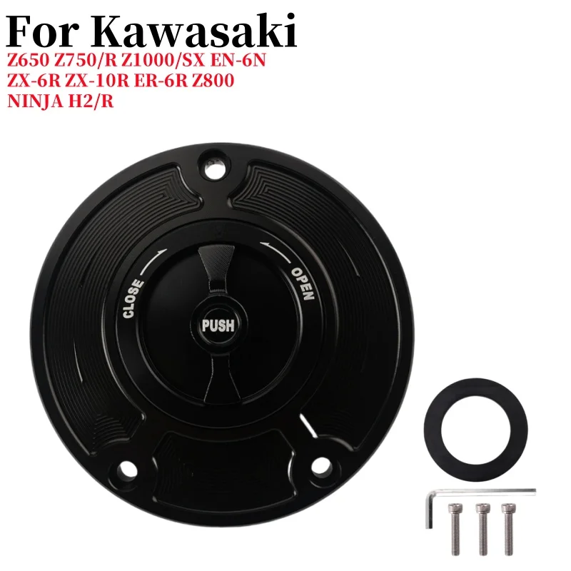 Gas Cover For Kawasaki 02-08 years Z650 Z750/R Z1000/SX EN-6N ZX-6R ZX-10R ER-6R Z800 NINJA H2/R Quick Release Tank Fuel Caps