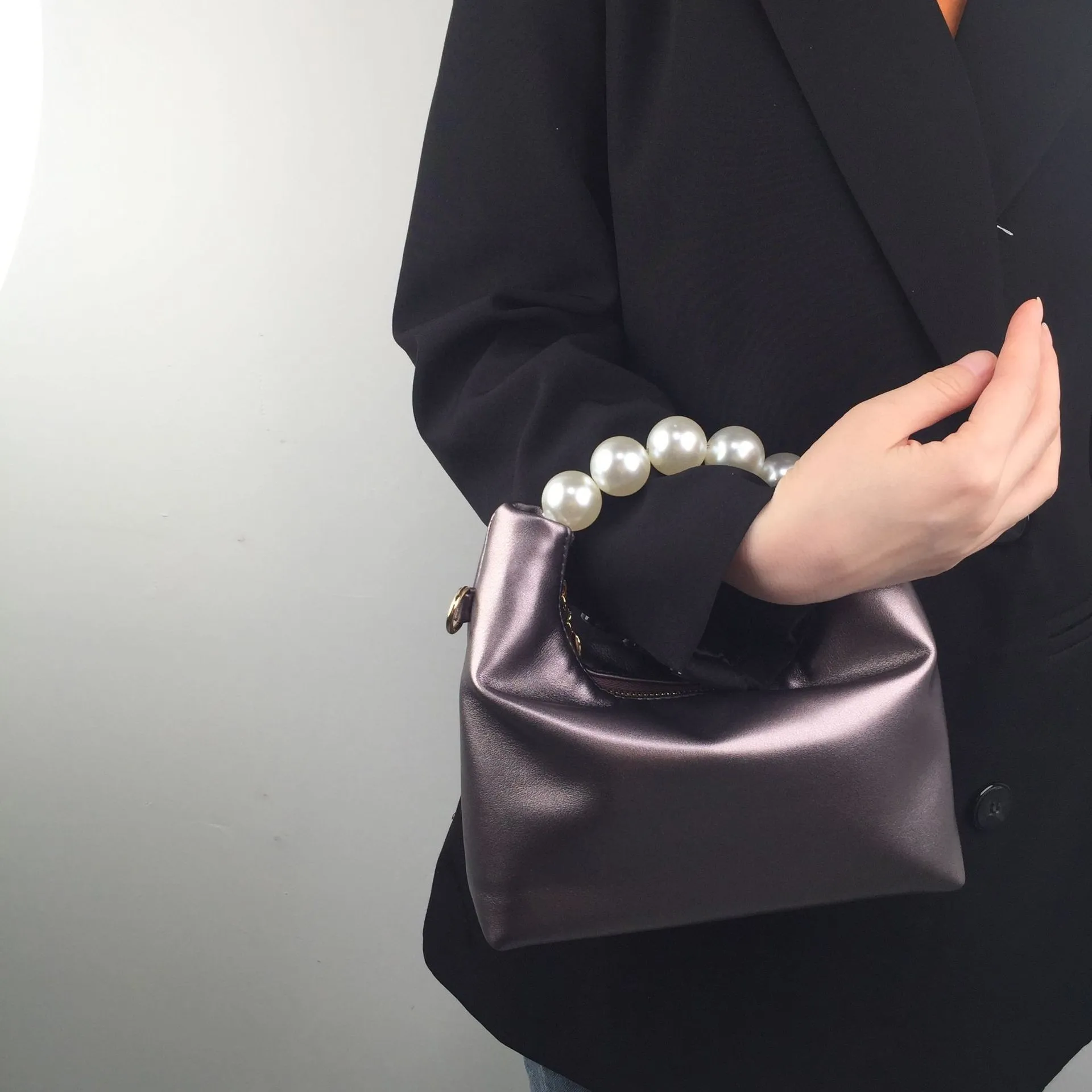 Pearl Handle Women Small Clutch Handbags Fashion Chain Female Shoulder Messenger Bag Solid Color Ladies Hobos Tote Purse Bag