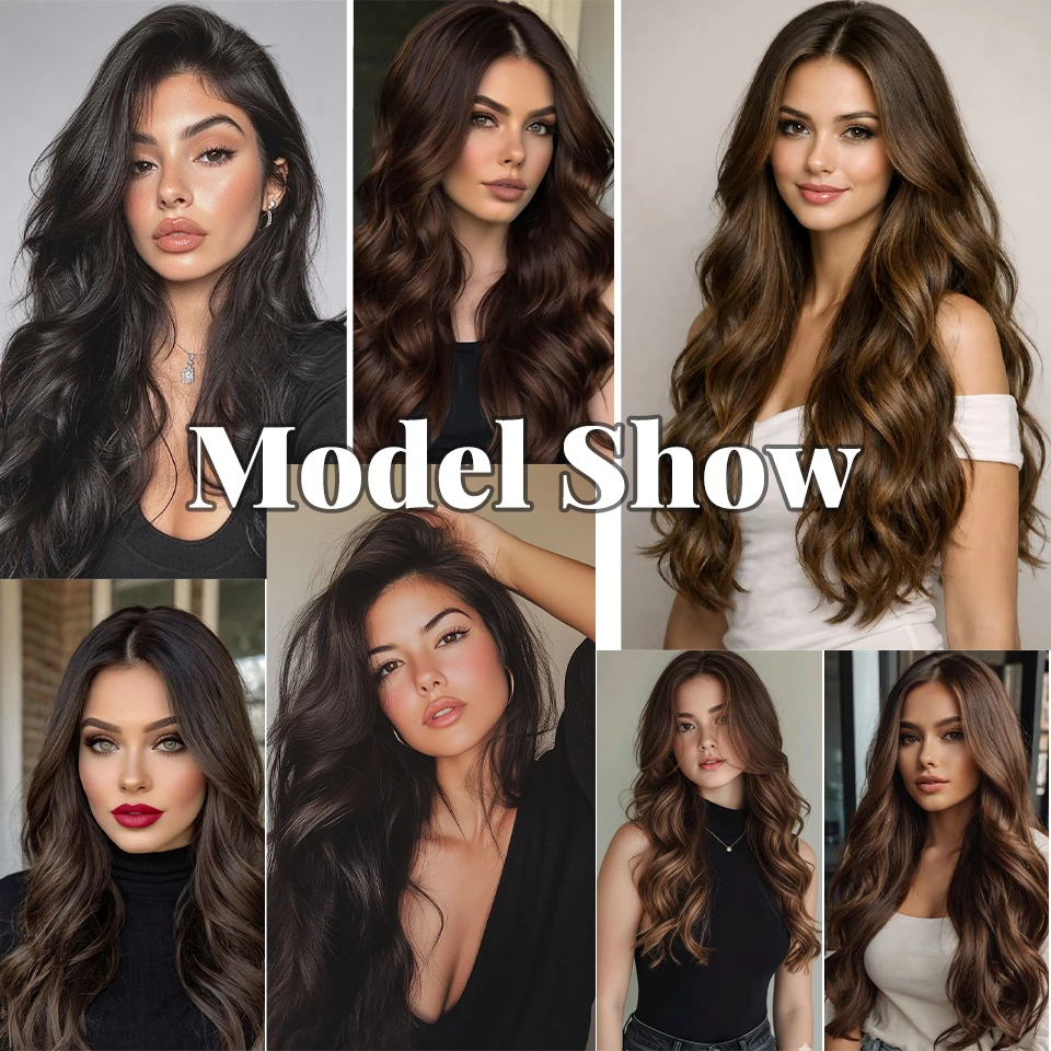 Synthetic Wave Clip Wig Piece Lightweight Three Piece Set With Increased Volume Fluffy and Seamless Women's Hair Extensions