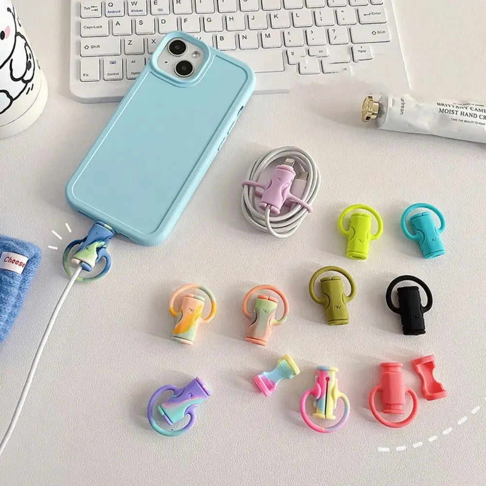 2 in 1 Cable Protective Sleeve Data Line Storage Winder Colorful Earphone Wire Cord Protection Cover Soft Silicone Cable Ties