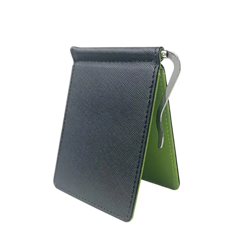 Schlanke Geldklammer-Brieftasche aus schwarzem, kaffeebraunem Leder mit Querfaserung und mehreren Kartenfächern, perfekt für den täglichen Gebrauch und Geschäftsreisen. – Detail 8
