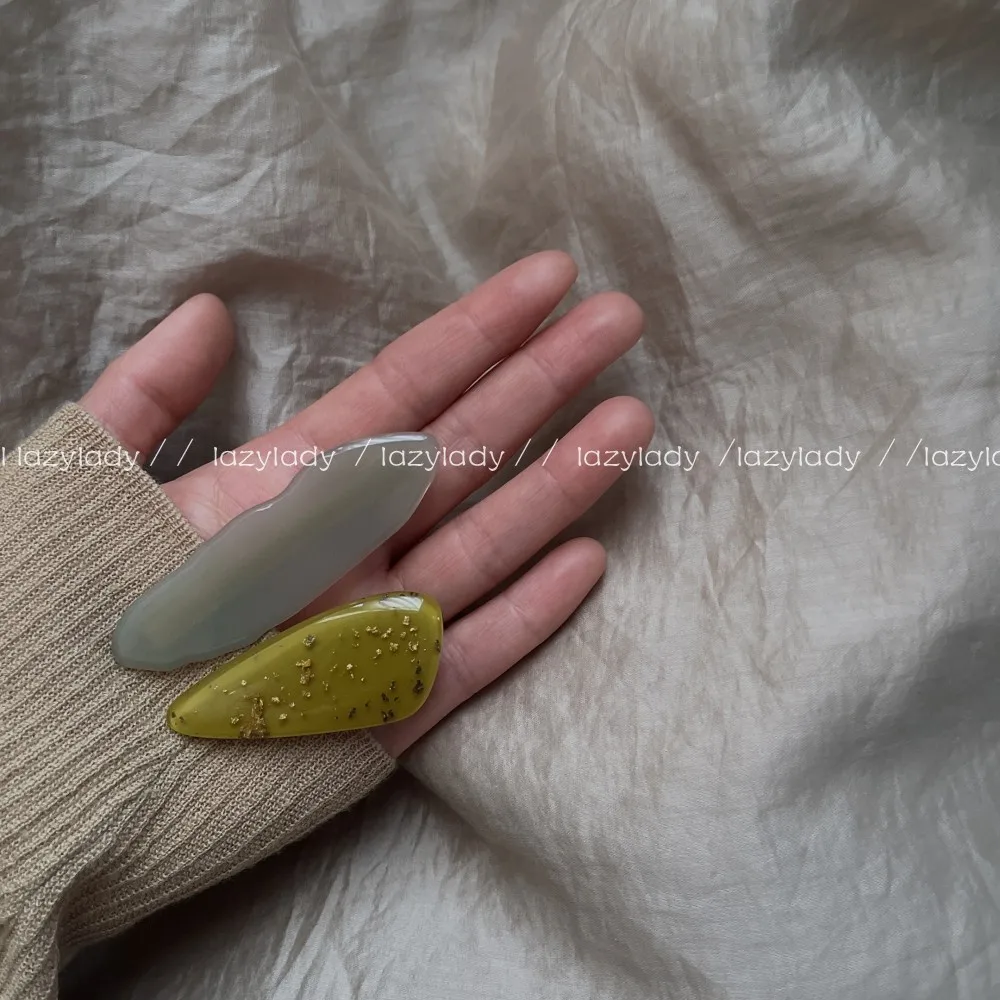 1pc Marble Pattern Duckbill Clip Amber Pink Korean Style Non Slip Side Bangs Baby Hair Grip for Women Daily Wear Hairpin