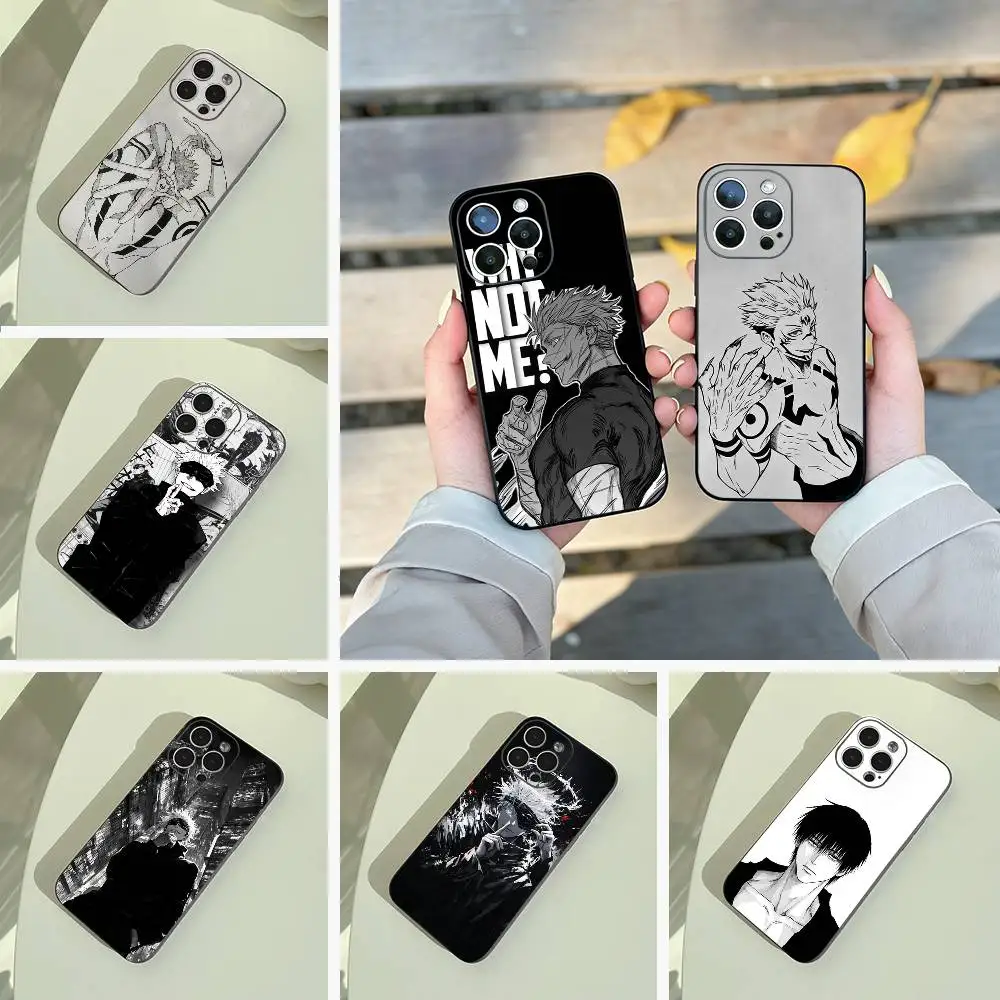 Popular-Anime--Jujutsu -Kaisen Phone Case For iPhone 17,16,15,14,13,12,11 Pro Max, Lightweight and practical Soft Black Cover