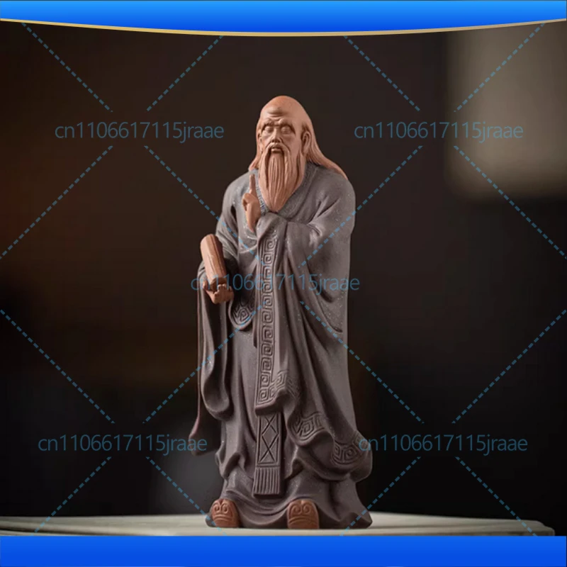 Ceramic historical figure Lao Zi statue， The great thinkers of ancient China Home Room Office Tea Set Decoration Memorial Statue