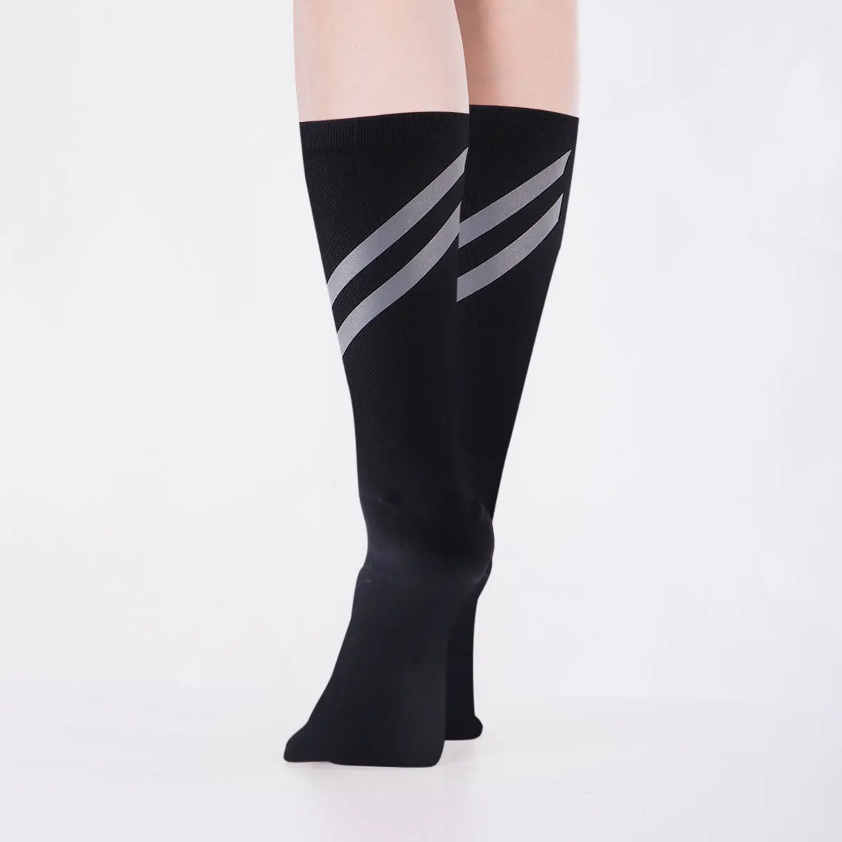 Sports Socks Men Women Black Reflective Cycling Breathable Sweat Absorbent Wicking Thick Running Basketball Jumping