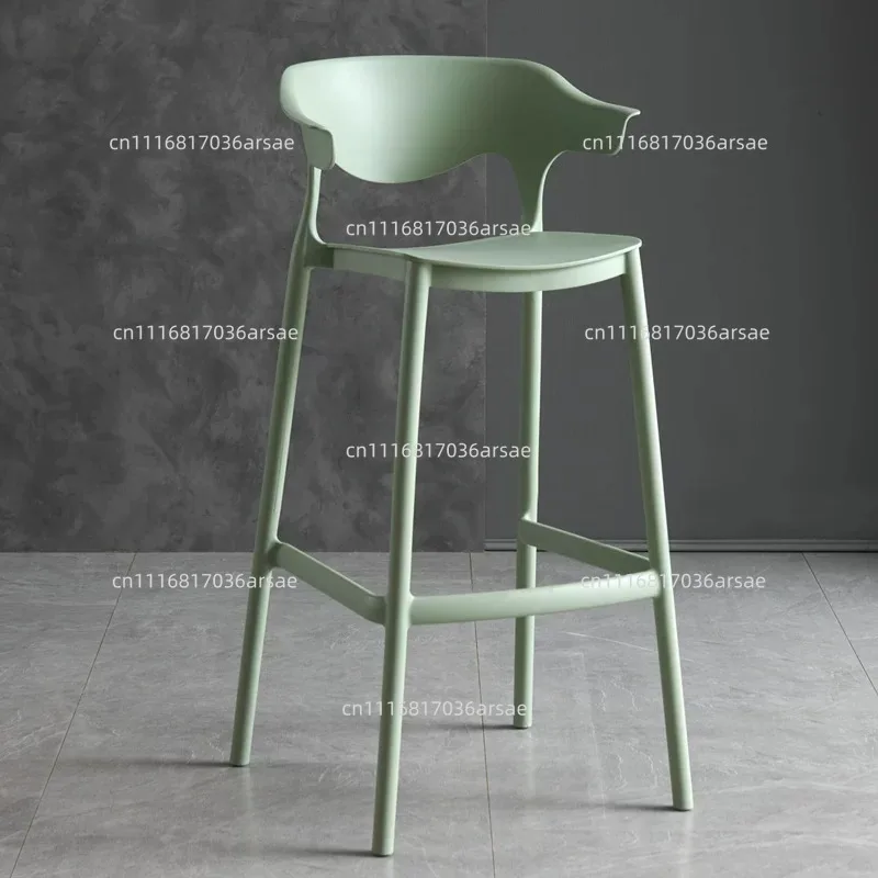 Elegant Plastic Backrest Bar Stools Stackable Kitchen Counter Height Chairs