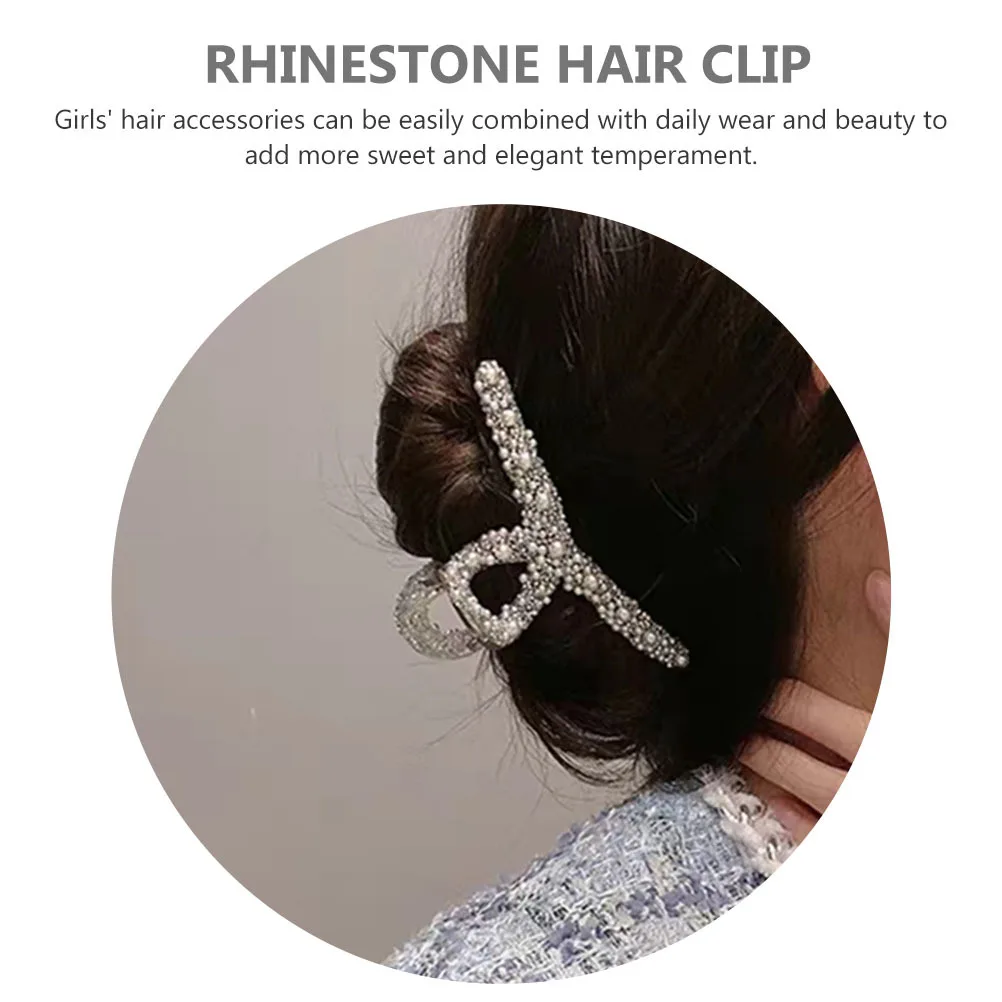 

3pcs Pearl Rhinestone Clamps Durable Sturdy Simple Elegant Lady Headdress Woman Creative Decoration Hair Fixing