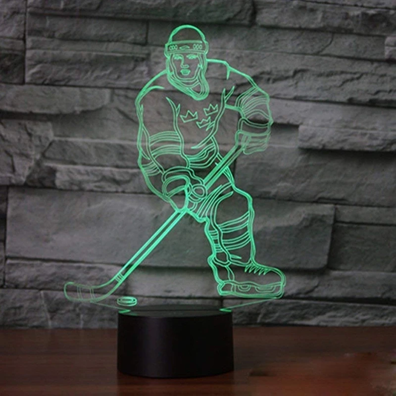 Ice Hockey Player Bedside Night Light for Touch/remote Control Multi-color LED L