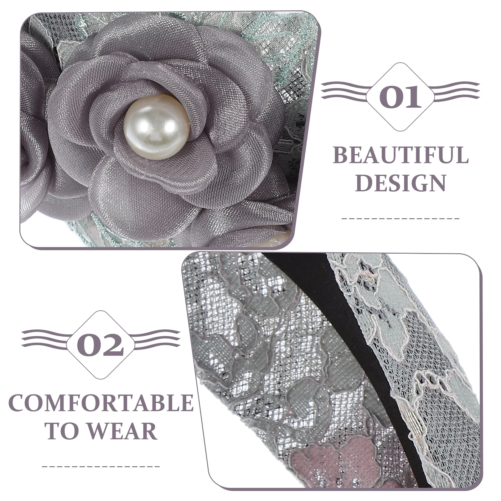 

Pearl Flower Headband Bridal Hair Fashion Wreath Headpiece Fabric Flowered Headbands for Women Bride Fashionable