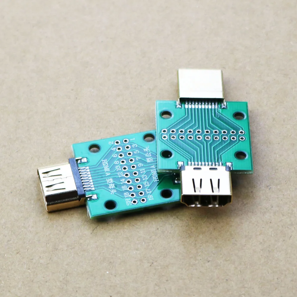 1pcs HDMI Male and Female Test Board MINI Connector with Board PCB 2.54mm pitch 19/20pin DP HD A Female To Male Adapter Board