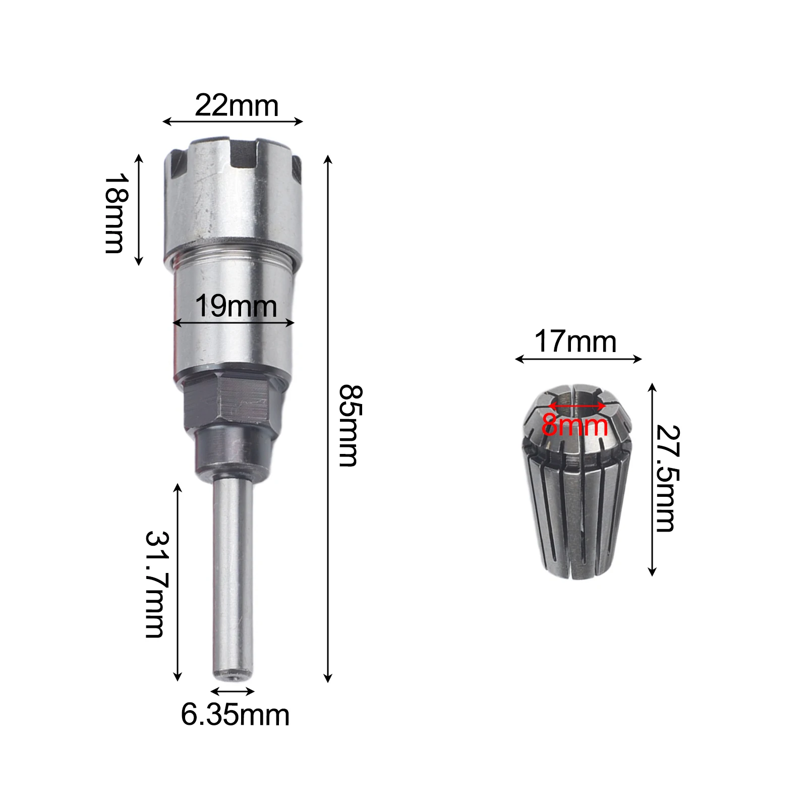 14 Inch Router Bit Collet Extension Chuck with ER16 6 358mm Spring Collet for Woodworking and Router Bit Holding