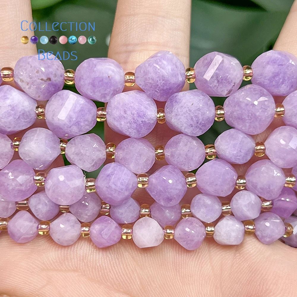 6 8 10mm Natursteinperlen Lila Kunzit Jade Facettierte Runde Perlen Lose Perlen für Schmuckherstellung DIY Armbänder Halsketten 15 Zoll – Detail 4
