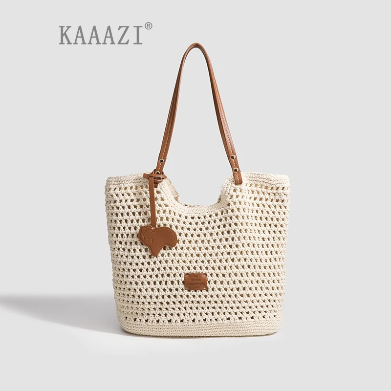 

Luxury Designer Handbag Knotted Woven Casual Beach Holiday Tote Bag Large Capacity 2024 New Underarm Shoulder Bag High Quality