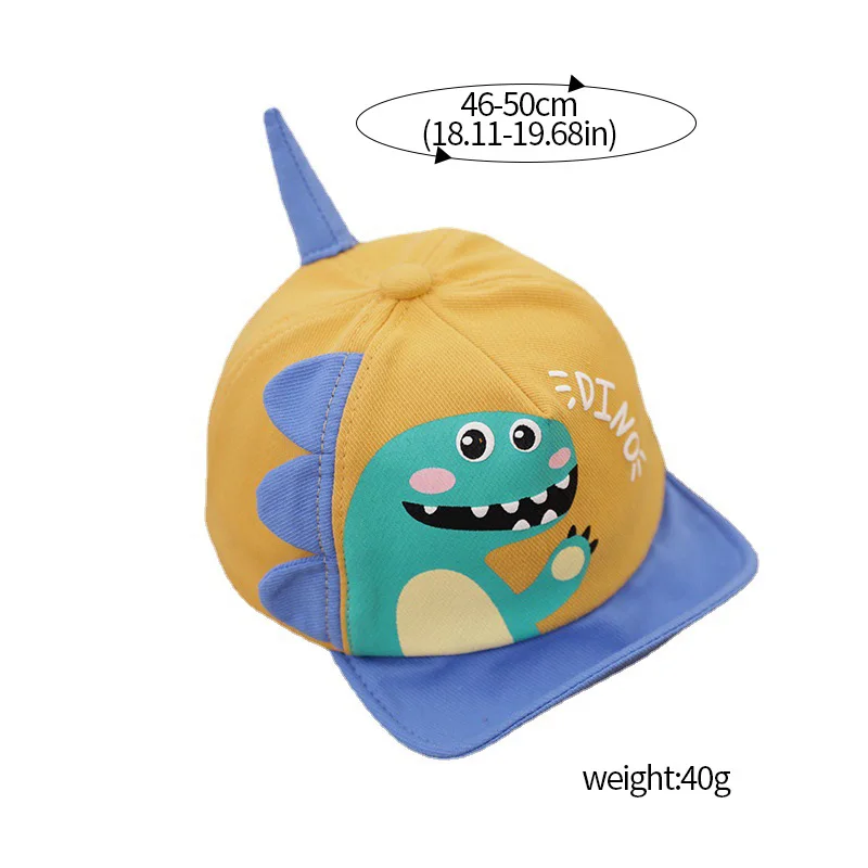 Cute Cartoon Baby Baseball Cap Spring Summer Dinosaur Baby Boy Girl Outdoor Sun Hat Soft Brim Adjustable Kids Visor Caps 1-2Y