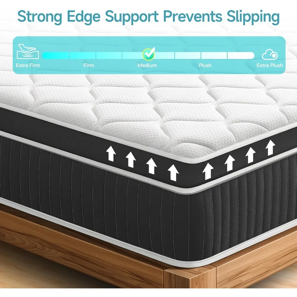 مرتبة هجينة كاملة الحجم مقاس 10 بوصة، مرتبة إسفنجية الذاكرة ذات قوة معززة في صندوق، مرتبة كاملة معبأة بشكل فردي #6