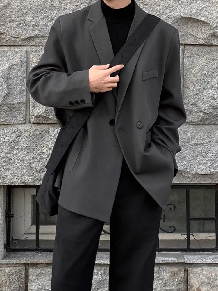 

Мужской костюм-жакет в неаполитанском стиле, повседневный, с наплечниками, весна-осень, свободный крой, американский стиль, из полиэфирного волокна