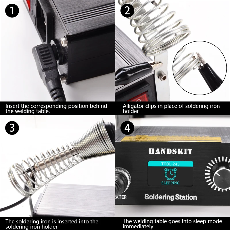 Handskit STC Soldering Station 100-500 Degree OLED Display 4Pin Temperature Controll With Soldering Wire Iron Tips Welding Tools