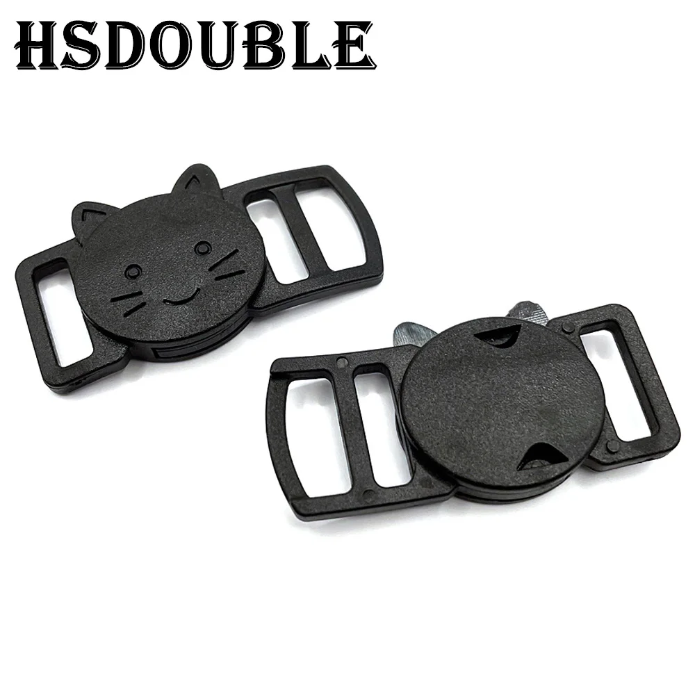 100Pcs/Pack 10mm/15mm Plastic Curved Cat-Head Safty Breakaway Buckle Black Cat Collar Paracord Webbing Apparel Accessories