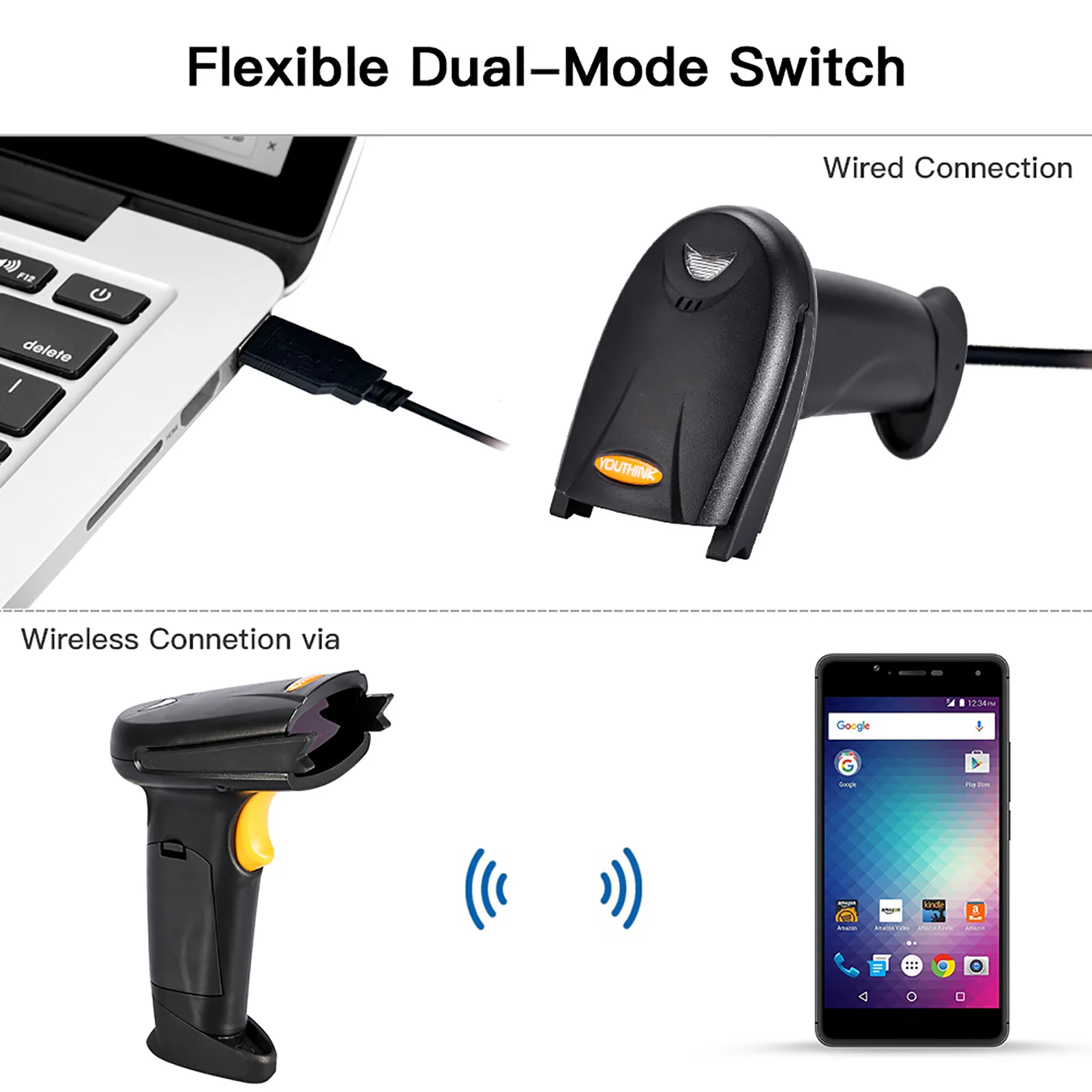 Беспроводной сканер штрих-кода Беспроводной Bluetooth 4.0 и усилитель USB 3.0 Проводной сканер штрих-кода 1D Ручной инвентарь Лазерная планка Re