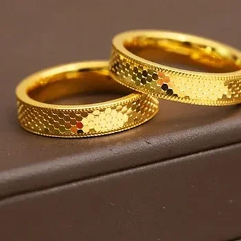 커플용 진짜 금 999 웨딩 주얼리, 고급 금 결혼 반지, 연인을 위한 24k 순금 손가락 반지