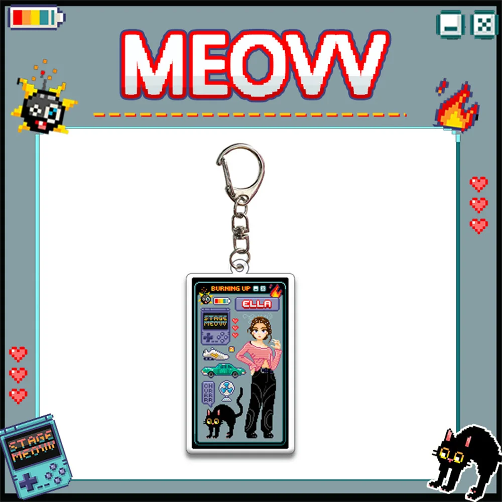 KPOP MEOVV جديد عودة صور المفاتيح SOOIN GAWON آنا نارين إيلا الاكريليك كيرينغ قلادة شكل مربع حقيبة اكسسوارات المشجعين هدية #4