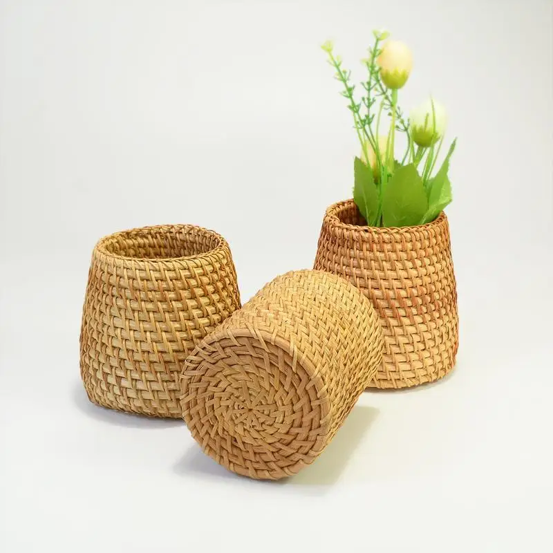 〔CCA13〕Rattan Pen Holder Pen Holder For Desk Waterproof And Sturdy Pen Holder School Office Supplies Stationery Desk Organizer