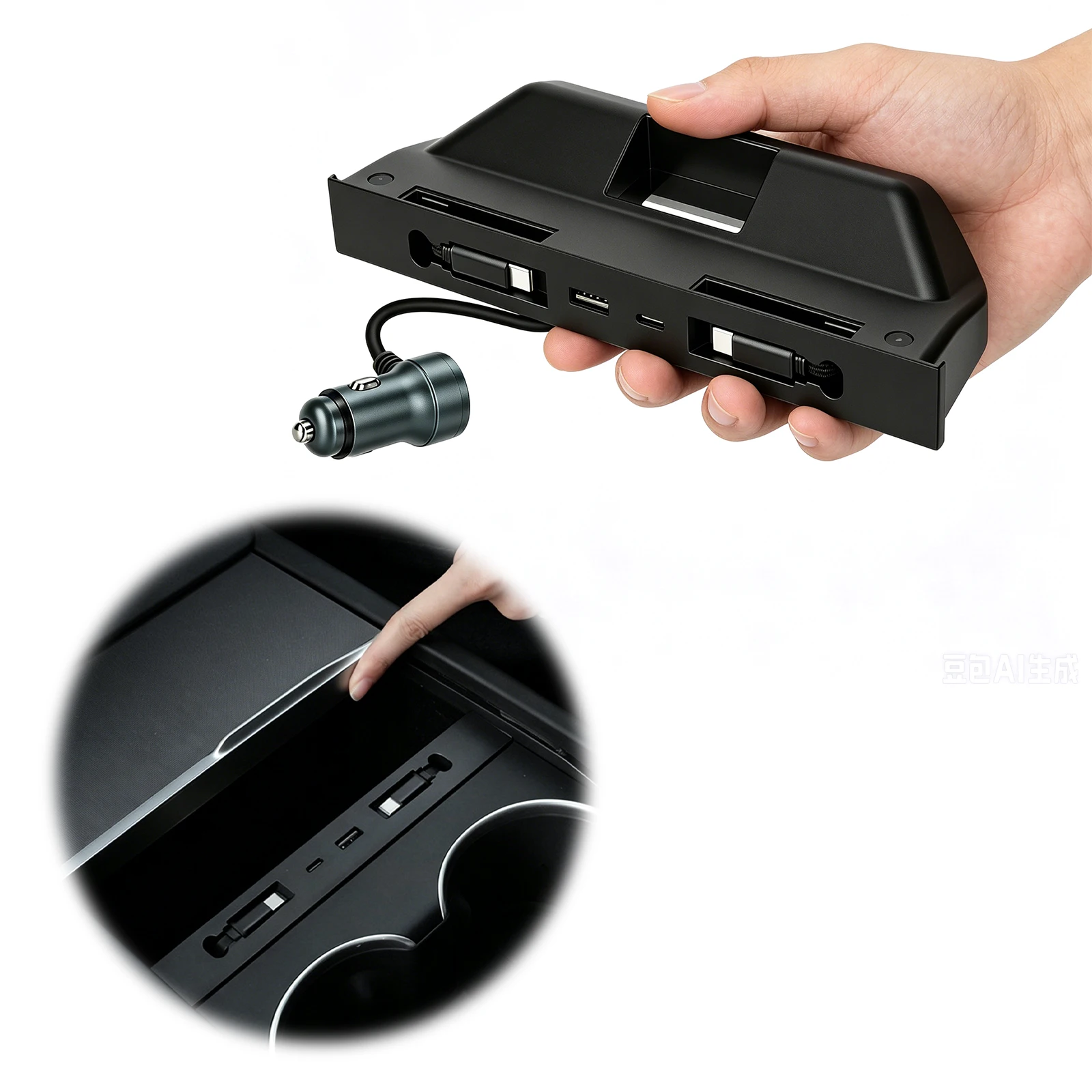 USB Hub for Tesla ModelY/YL/3 4 in 1 Multi Port Fast Charger Docking Station Muti-Ports Charging Hub for Tesla Accessories