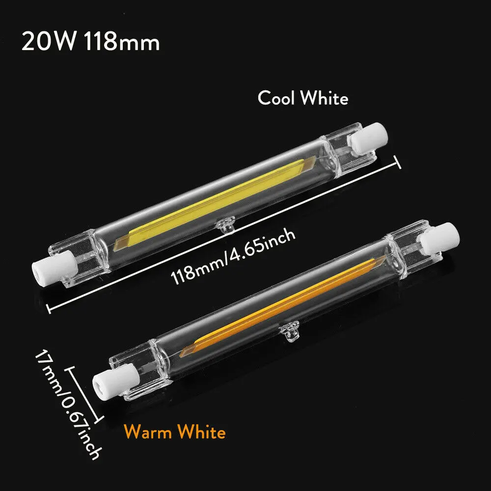 Pop Dimmable R7S Led Light Bulbs 10W Cob 78Mm 118Mm Bulb 110V 220V 240V Warm Tube Lamp Clear Glass Color Spotlight Ceiling Light