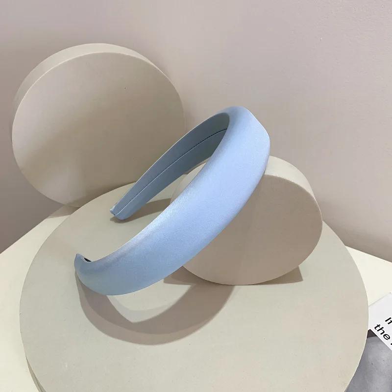 3 cm breites Schwamm-Haarband für Mädchen, Frühling/Sommer, Satin, grün, einfarbig, Stirnband, Frucht-Farben, Diademas, Haarbänder für Damen, Kopfband – Detail 16