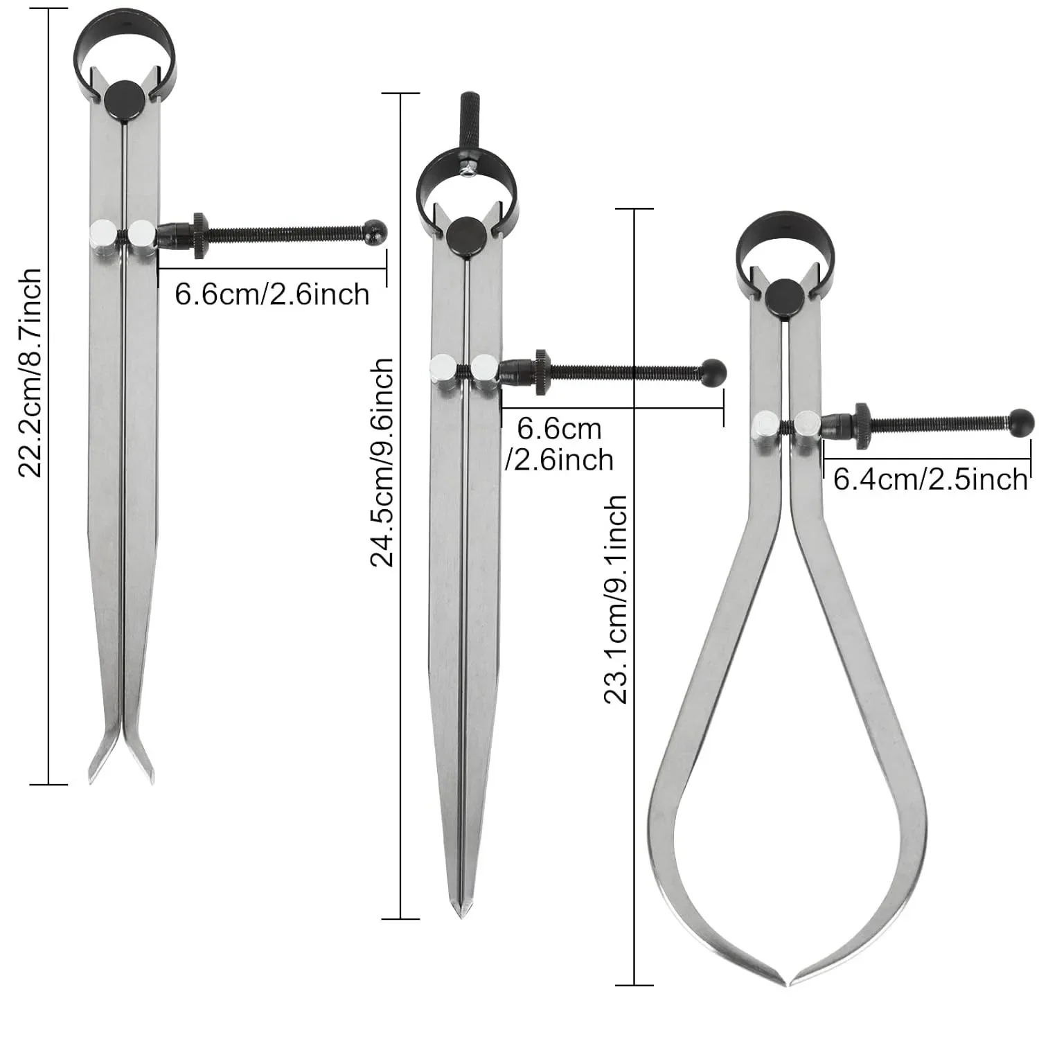 Adjustable DIY Leather Edge Caliper, Leather Inside Outside Divider Rotating Compass Creaser for Cobbler Tailor Wood working