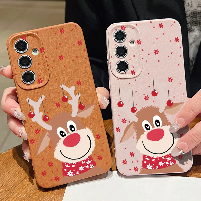 

Christmas Elk Snowflake Case For Samsung Galaxy A17 A56 A36 A55 A16 A15 A54 S25 Edge S24 FE S23 S22 Ultra Plus Soft Phone Cover