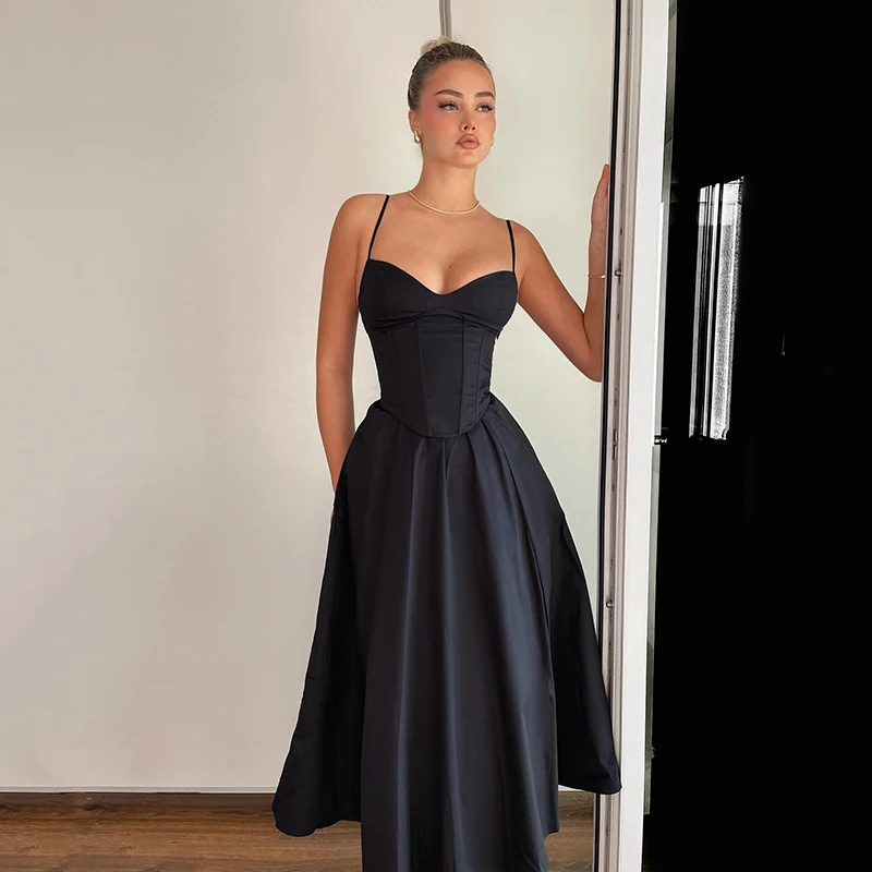 

Thinyfull Black A-Line Prom Dresses Spaghetti Strap Sweetheart Evening Dress Party Dress Saudi Arabia Cocktail Gowns Custom Size