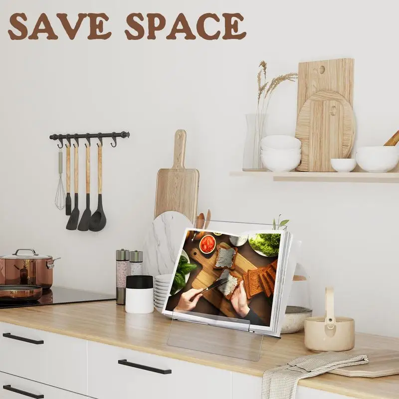 Acrylic Cookbook Stand Clear Acrylic Book Holder Stand Stable Cook Book Stand For Kitchen Counter Tablet Stand Cookbook Stands &