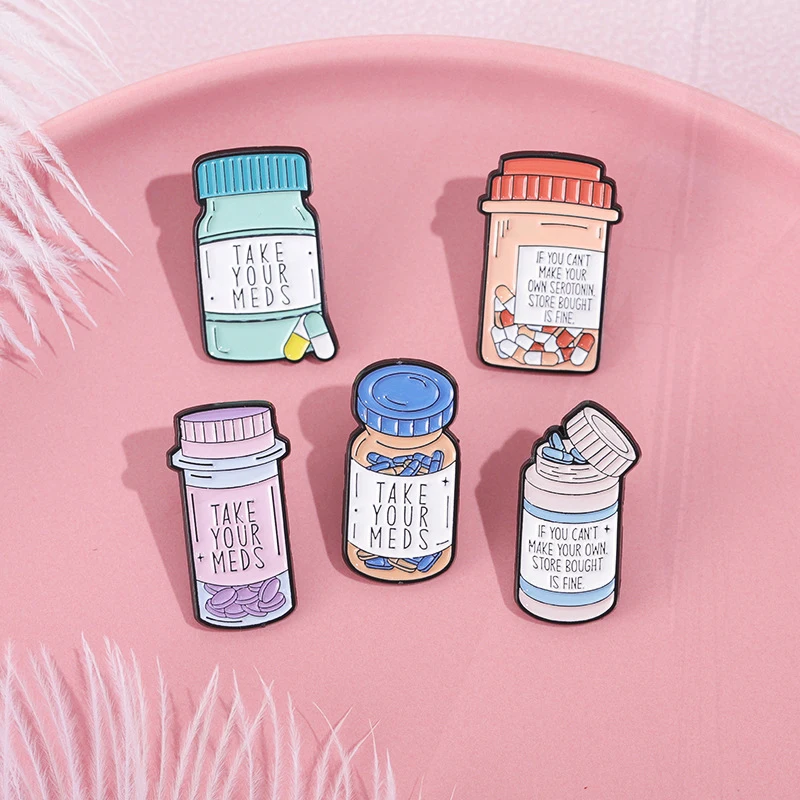 ECG Thermometer Syringe Pill Blood Type Medical Notepad Metal Badge Lapel Brooch Jewelry Medical Enamel Pin Heart Stethoscope