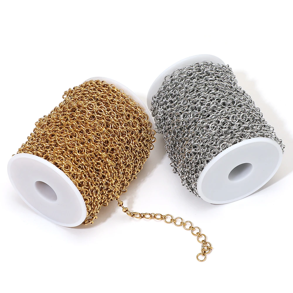 1 Meter Edelstahl O-Rolo-Kabelkette für DIY Herrenschmuck, Damenketten, Armbänder und Bekleidungszubehör – Detail 4