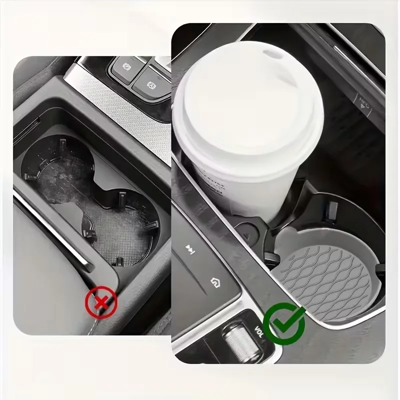 Porta-copos de carro de silicone de 2 peças – antiderrapante, resistente ao calor, acessórios interiores, opções cinza e preto