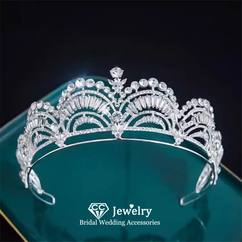 

CC Tiaras and Crowns Women Hair Accessories Wedding Hairwear Bridal Headpiece Engagement Headdress Shining Crystal Coronet QS02