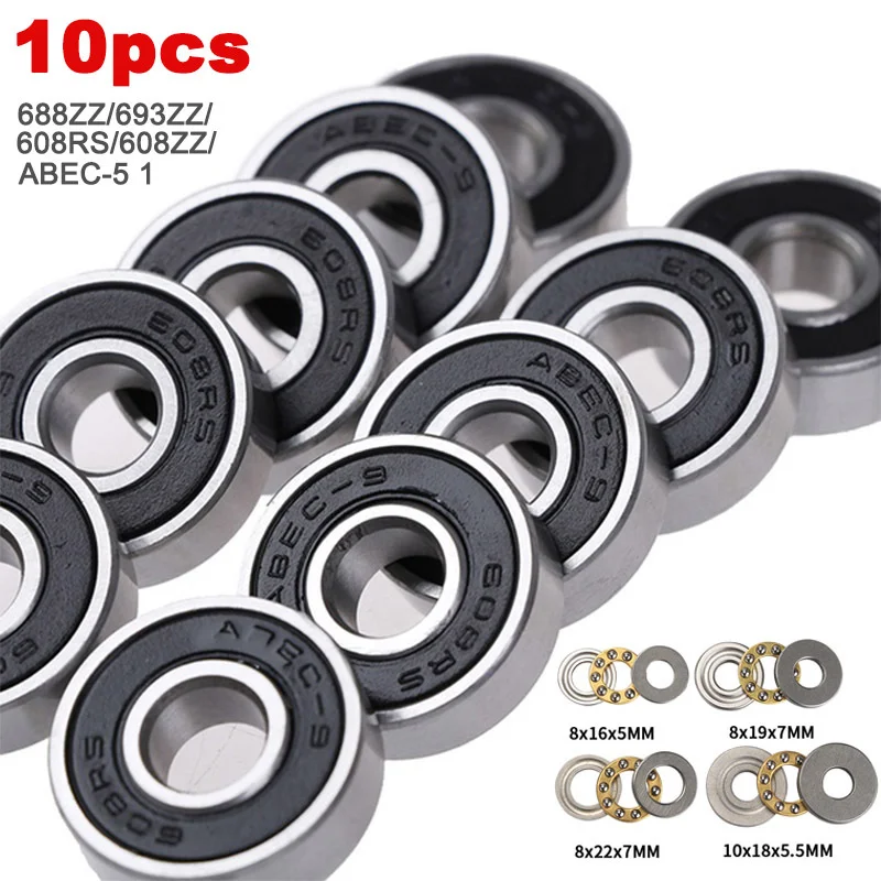 10PCS 688ZZ/693ZZ/608RS/608ZZ ABEC-5 1 Bearing Small Thrust Rolling Bearing Metal Deep Groove Coil Bearings Kit