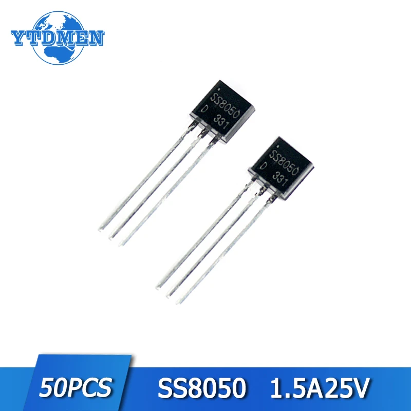 50pcs SS8050 Transistor NPN TO-92 25v 1.5A Triode Transistors kit Electronic Component