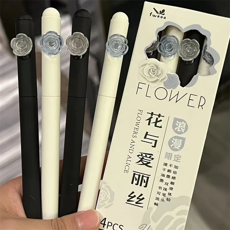 4 قطعة أقلام هلام Kawaii الحبر الأسود CS تلميح يمكن تدوير خارج الملء الكتابة بسلاسة الجمالية القرطاسية قلم حبر جاف اللوازم المدرسية #5
